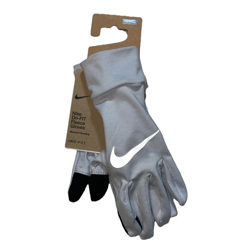 NWT Nike Dri-FIT Fleece Gloves Women's Running Touchscreen Compatible Gray‎ XS/S